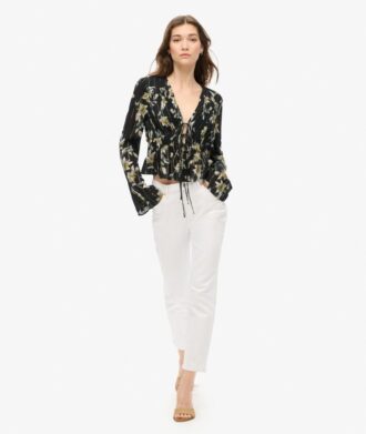 70S Sleeve Pleated Woven Top