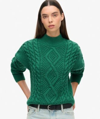Aran Cable Knit Polo Jumper