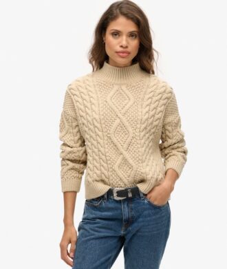 Aran Cable Knit Polo Jumper