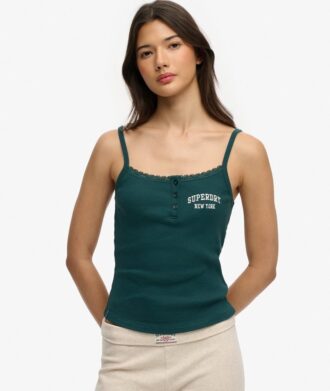 Athletic Essentials Embroidered Button Cami Top