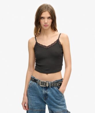 Athletic Essentials Lace Trim Cropped Cami Top