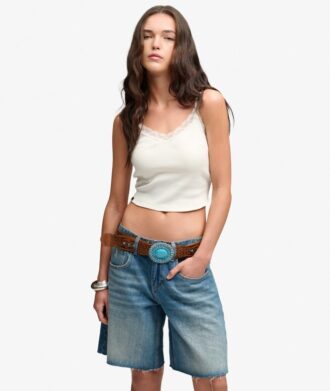 Athletic Essentials Lace Trim Cropped Cami Top