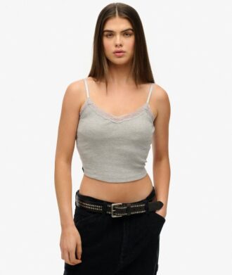 Athletic Essentials Lace Trim Cropped Cami Top