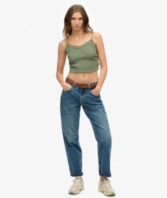 Athletic Essentials Lace Trim Cropped Cami Top
