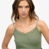 Athletic Essentials Lace Trim Cropped Cami Top