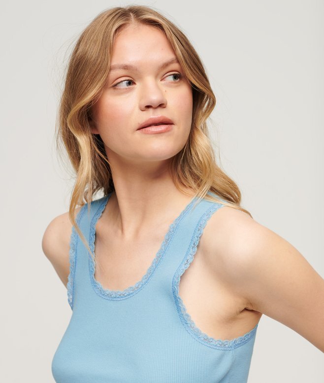 Athletic Essentials Vintage Lace Trim Vest Top Athletic Essentials Vintage Lace Trim Vest Top