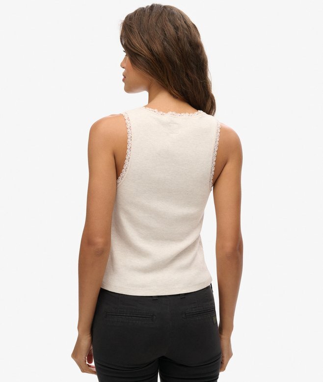Athletic Essentials Vintage Lace Trim Vest Top Athletic Essentials Vintage Lace Trim Vest Top
