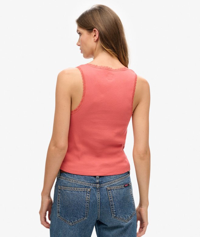 Athletic Essentials Vintage Lace Trim Vest Top Athletic Essentials Vintage Lace Trim Vest Top