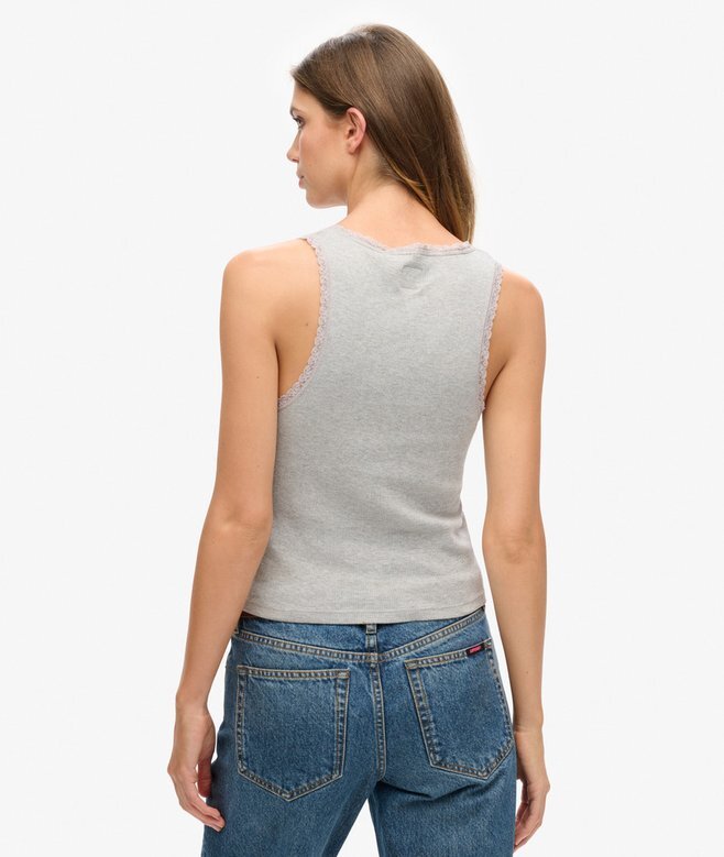 Athletic Essentials Vintage Lace Trim Vest Top Athletic Essentials Vintage Lace Trim Vest Top