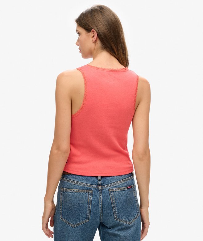 Athletic Essentials Vintage Lace Trim Vest Top Athletic Essentials Vintage Lace Trim Vest Top