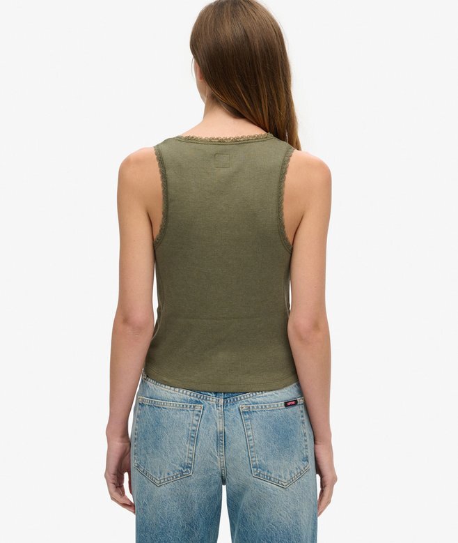Athletic Essentials Vintage Lace Trim Vest Top Athletic Essentials Vintage Lace Trim Vest Top