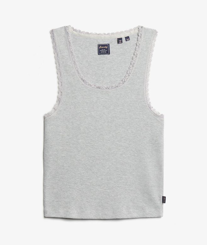 Athletic Essentials Vintage Lace Trim Vest Top Athletic Essentials Vintage Lace Trim Vest Top