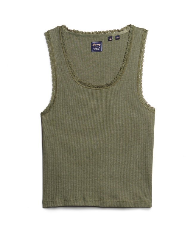 Athletic Essentials Vintage Lace Trim Vest Top Athletic Essentials Vintage Lace Trim Vest Top