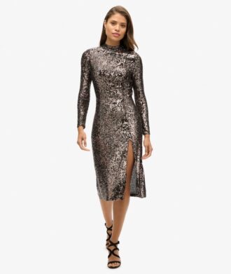 Backless Sequin Midi Dress