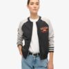 College Script Graphic Jersey Bomber Jacket