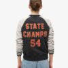 College Script Graphic Jersey Bomber Jacket