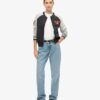 College Script Graphic Jersey Bomber Jacket