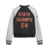 College Script Graphic Jersey Bomber Jacket