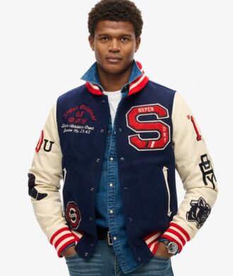 College Varsity Patched Bomber Jacket