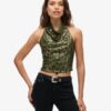 Cowl Halter Neck Sequin Top
