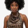 Cowl Halter Neck Sequin Top