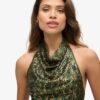 Cowl Halter Neck Sequin Top
