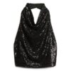 Cowl Neck Halter Sequin Top