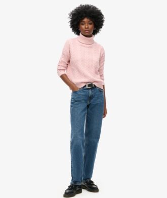 Drop Shoulder Cable Roll Neck Jumper