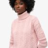 Drop Shoulder Cable Roll Neck Jumper