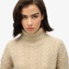 Drop Shoulder Cable Roll Neck Jumper