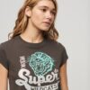 Embellished Poster Cap Sleeve T-Shirt