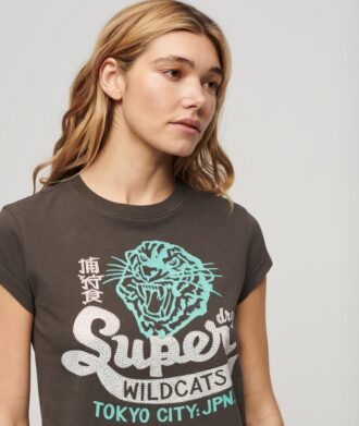 Embellished Poster Cap Sleeve T-Shirt