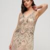 Embellished V Neck Mini Dress