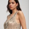Embellished V Neck Mini Dress