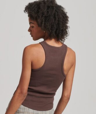 Embroidered Rib Skinny Racer Tank