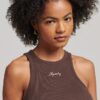 Embroidered Rib Skinny Racer Tank