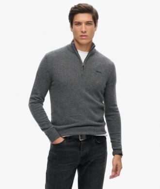 Essential Embroidered Knit Half Zip Jumper