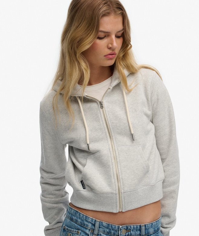 Essential Logo Cropped Zip Hoodie Essential Logo Cropped Zip Hoodie