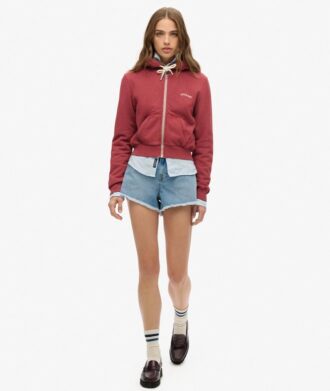 Essential Logo Cropped Zip Hoodie