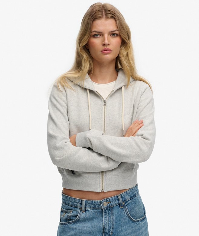Essential Logo Cropped Zip Hoodie Essential Logo Cropped Zip Hoodie