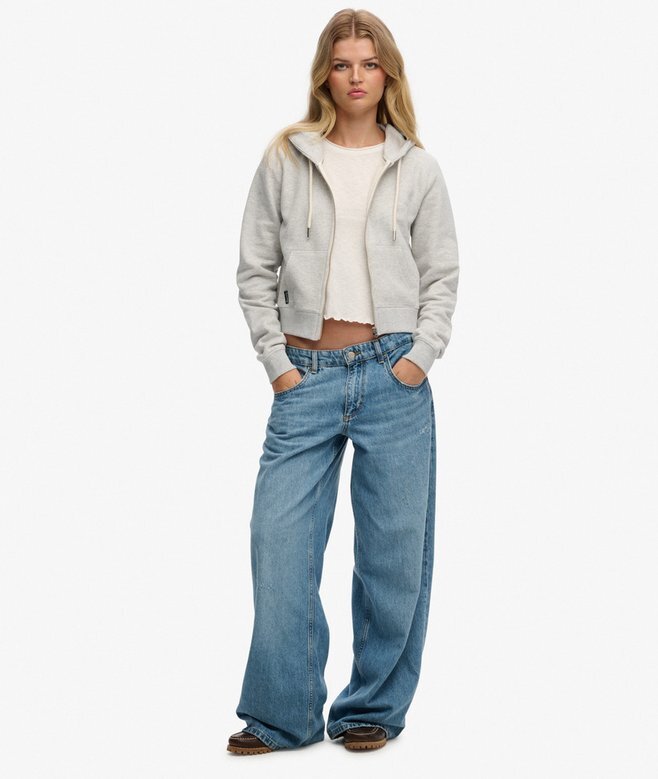 Essential Logo Cropped Zip Hoodie Essential Logo Cropped Zip Hoodie