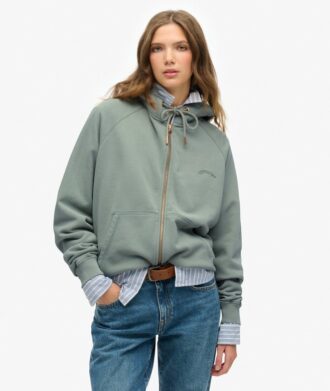 Essential Logo Oversized Raglan Zip Hoodie