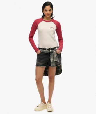 Essential Logo Ribbed Baseball Long Sleeve Top