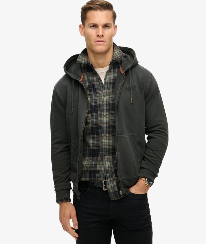 Essential Logo Washed Zip Hoodie Essential Logo Washed Zip Hoodie