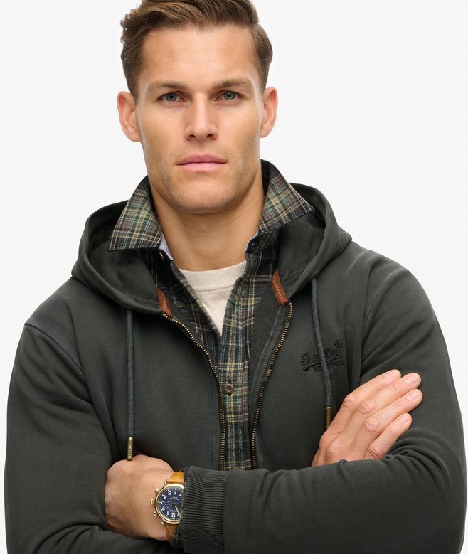 Essential Logo Washed Zip Hoodie Essential Logo Washed Zip Hoodie