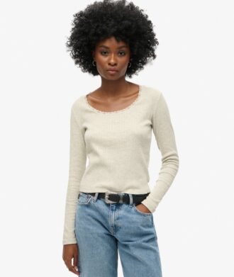 Essential Long Sleeve Rib Lace Top