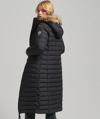 Faux Fur Hooded Longline Light Padded Puffer Coat