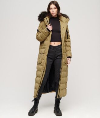 Faux Fur Hooded Parka Longline Coat