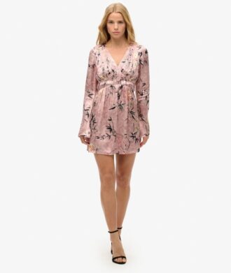 Flare Sleeve Jacquard Mini Dress