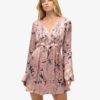 Flare Sleeve Jacquard Mini Dress